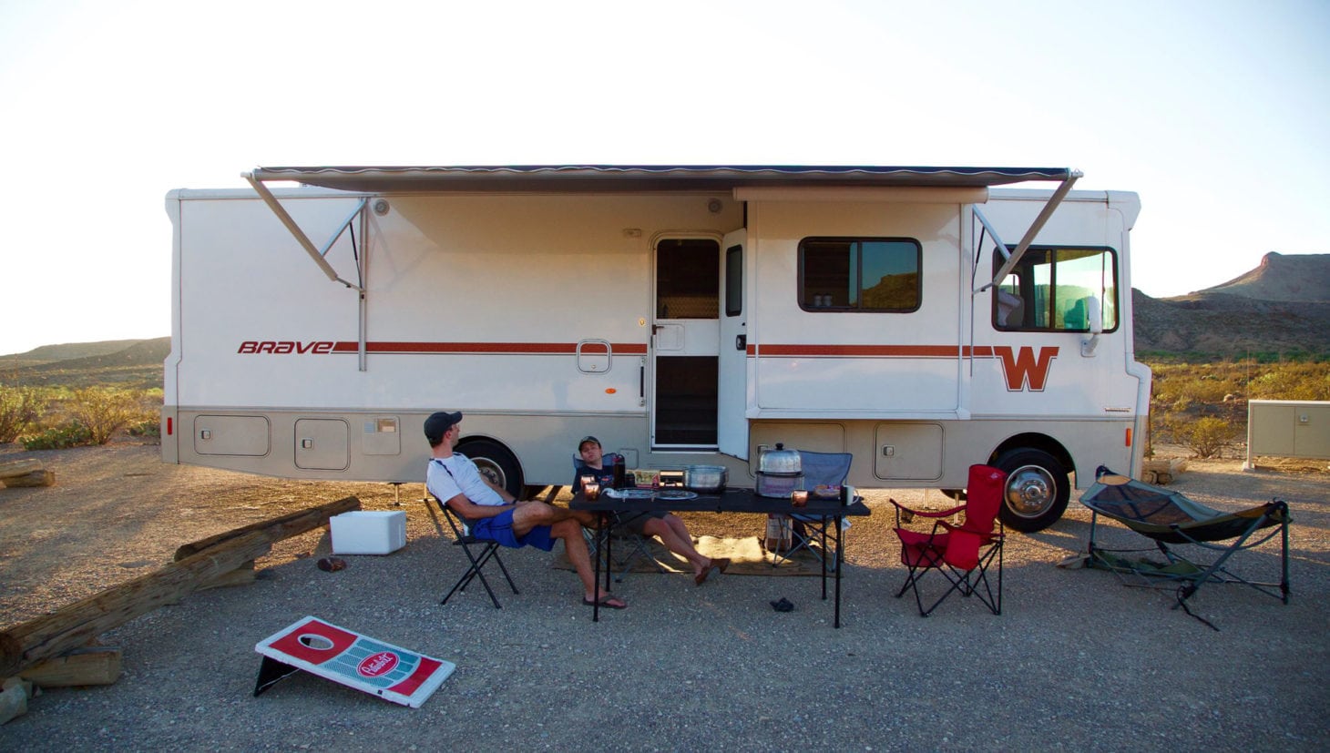 relaxing outside an RV